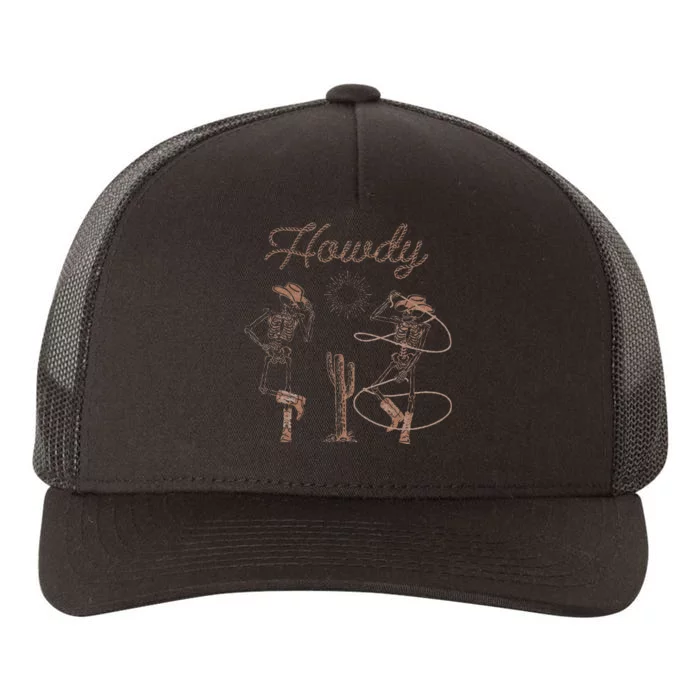 Western Cowboy Skeleton Dancing Howdy Halloween Yupoong Adult 5-Panel Trucker Hat