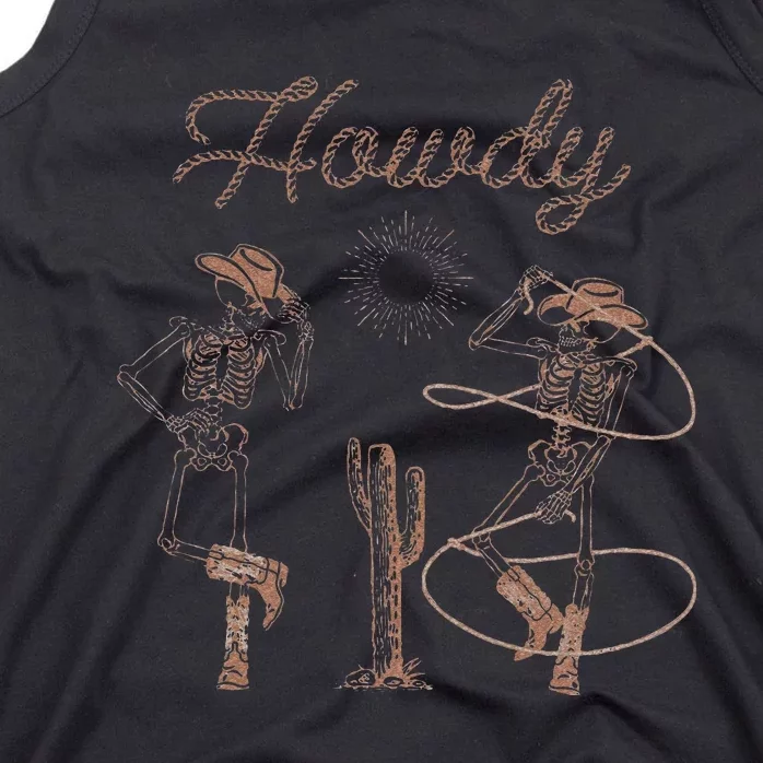 Western Cowboy Skeleton Dancing Howdy Halloween Tank Top