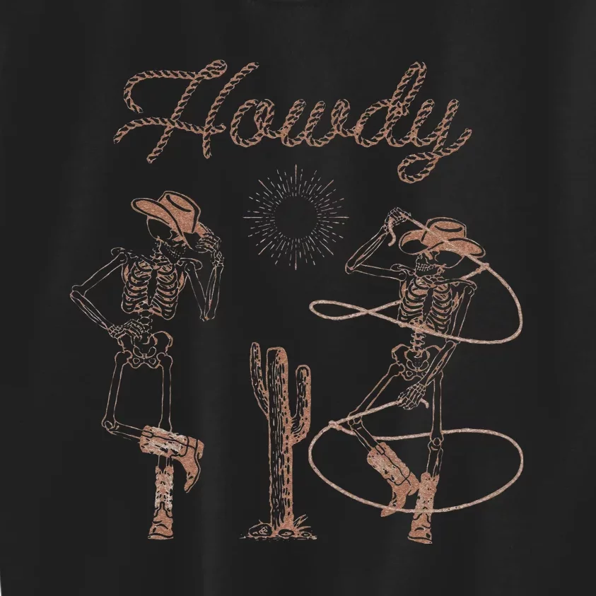 Western Cowboy Skeleton Dancing Howdy Halloween Kids Sweatshirt