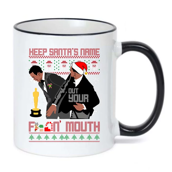 Will Chris Slap Award Show Keep Santa's Name Out Your Mouth Ugly Christmas Black Color Changing Mug