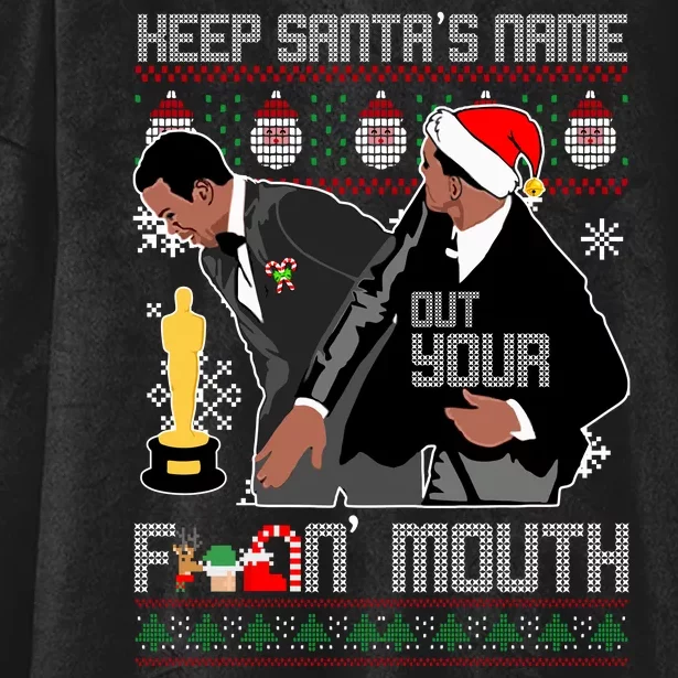 Will Chris Slap Award Show Keep Santa's Name Out Your Mouth Ugly Christmas Hooded Wearable Blanket