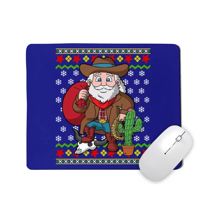 Western Cow Santa Claus Ugly Christmas Sweater Pattern Cool Gift Mousepad