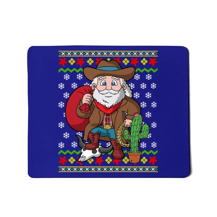 Western Cow Santa Claus Ugly Christmas Sweater Pattern Cool Gift Mousepad