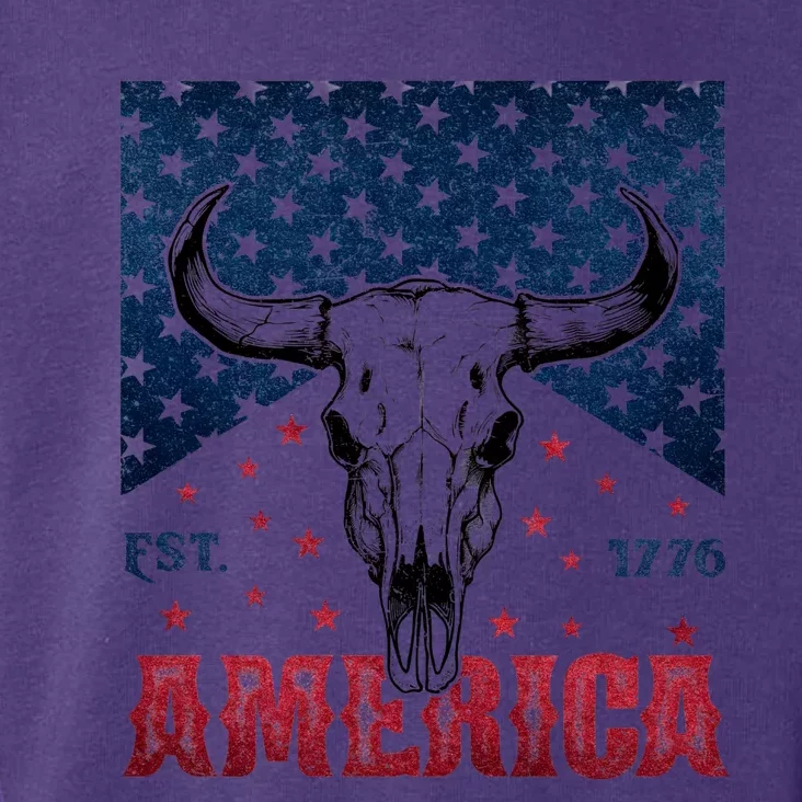 Western Cow Skull America Est 1776 Toddler Hoodie