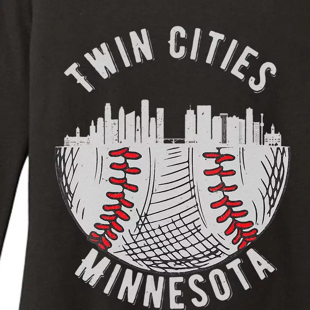 Womens Cool Twin Cities Minnesota MN Baseball Skyline St. Paul MPLS Womens CVC Long Sleeve Shirt