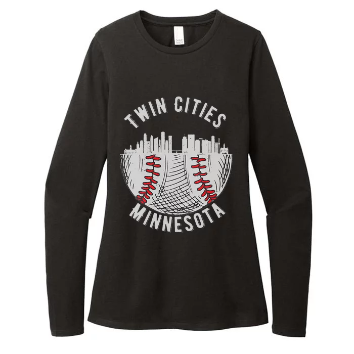 Womens Cool Twin Cities Minnesota MN Baseball Skyline St. Paul MPLS Womens CVC Long Sleeve Shirt