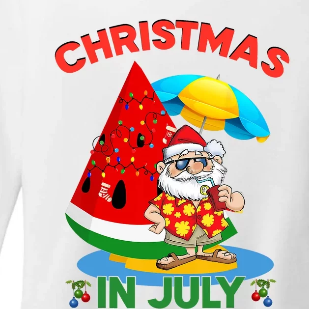 Watermelon Christmas Tree Christmas In July Summer Vacation Womens CVC Long Sleeve Shirt