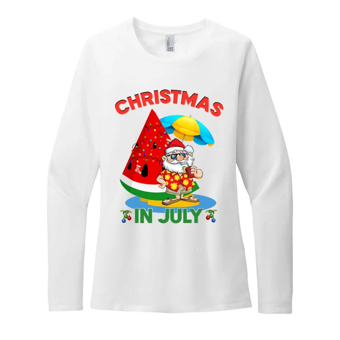 Watermelon Christmas Tree Christmas In July Summer Vacation Womens CVC Long Sleeve Shirt