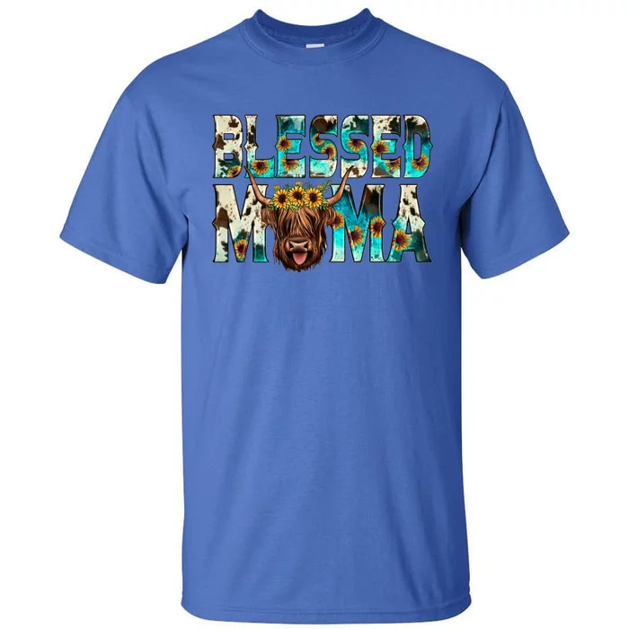 Western Cowhide Turquoise Scottish Highland Hairy Cow Lover Meaningful Gift Tall T-Shirt