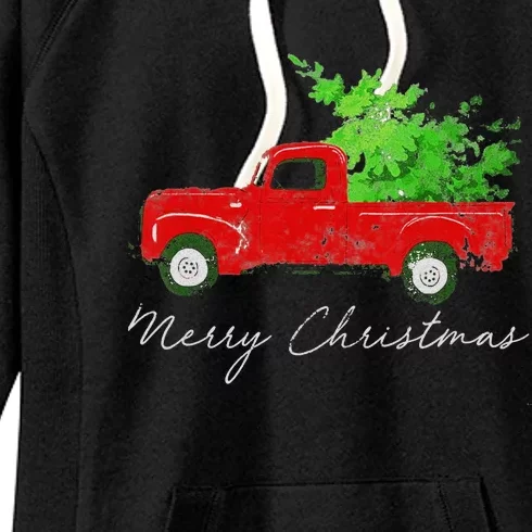 Wagon Christmas Tree On Car Xmas Vacation Women's Fleece Hoodie