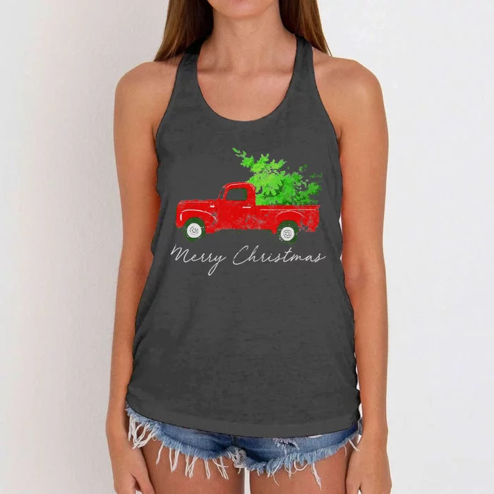 Wagon Christmas Tree On Car Xmas Vacation Women's Knotted Racerback Tank