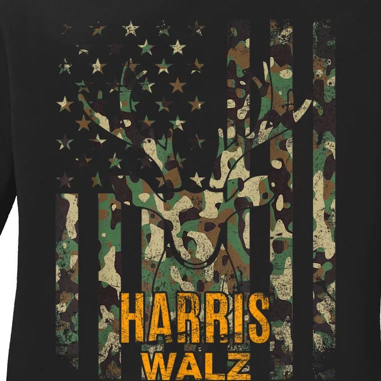 Walz Camo Tim Walz Camo Harris Walz 2024 Tim Waltz Camo Ladies Long Sleeve Shirt