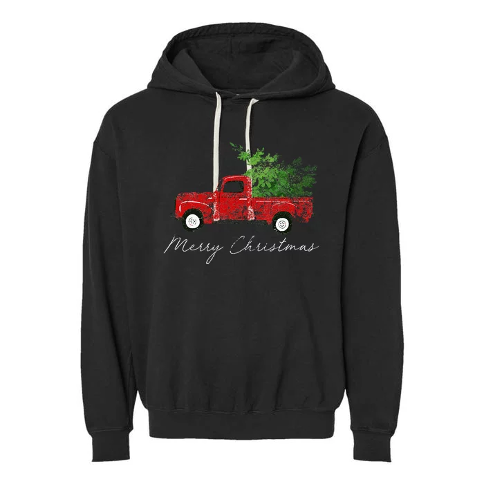 Wagon Christmas Tree On Car Xmas Vacation Garment-Dyed Fleece Hoodie