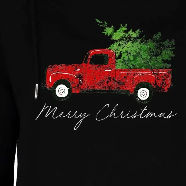 Wagon Christmas Tree On Car Xmas Vacation Womens Funnel Neck Pullover Hood