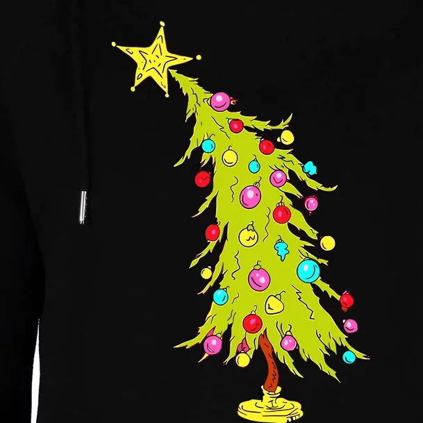 Whimsical Christmas Tree Trendy Christmas Tree Womens Funnel Neck Pullover Hood