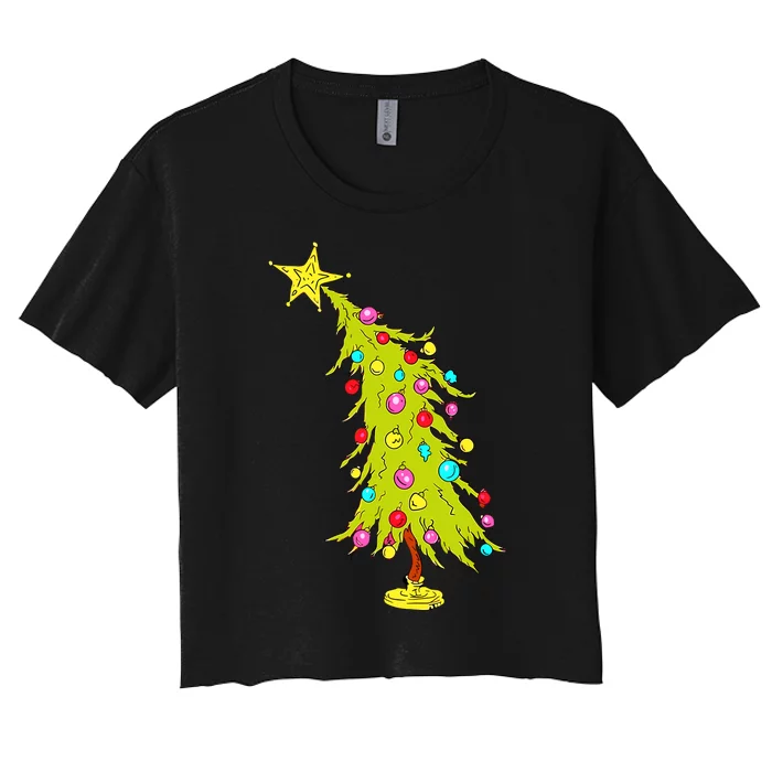 Whimsical Christmas Tree Trendy Christmas Tree Women's Crop Top Tee