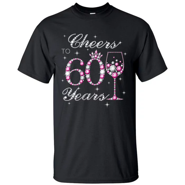 WoM.e.ns Cheers to 60 Years 60th Birthday Party 60 Years Old V-Neck Tall T-Shirt