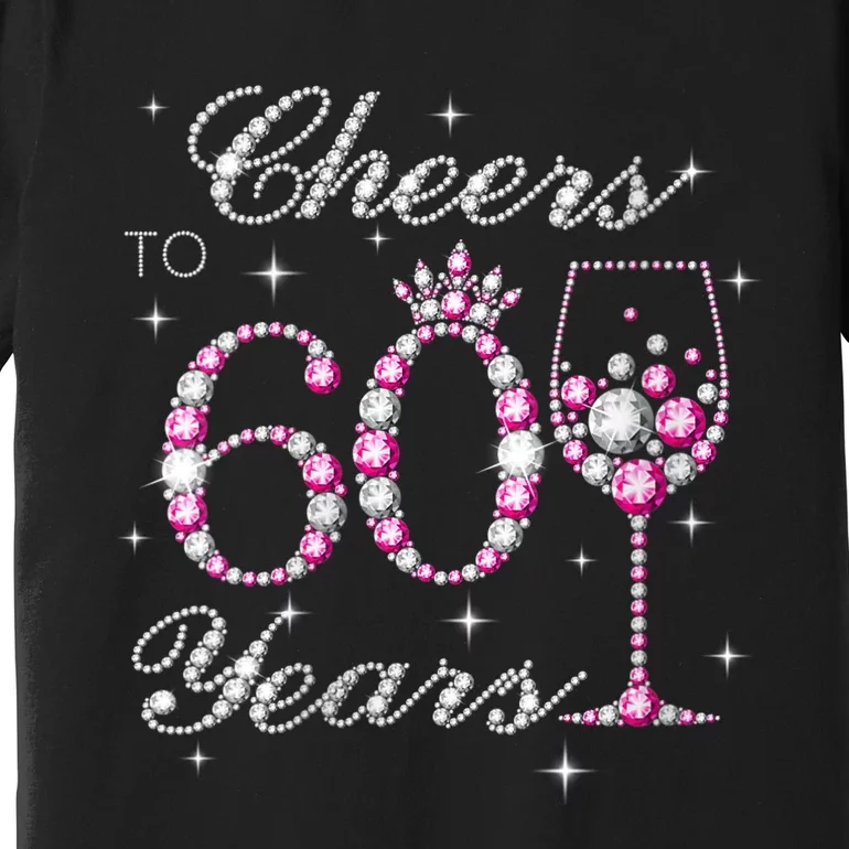 WoM.e.ns Cheers to 60 Years 60th Birthday Party 60 Years Old V-Neck Premium T-Shirt