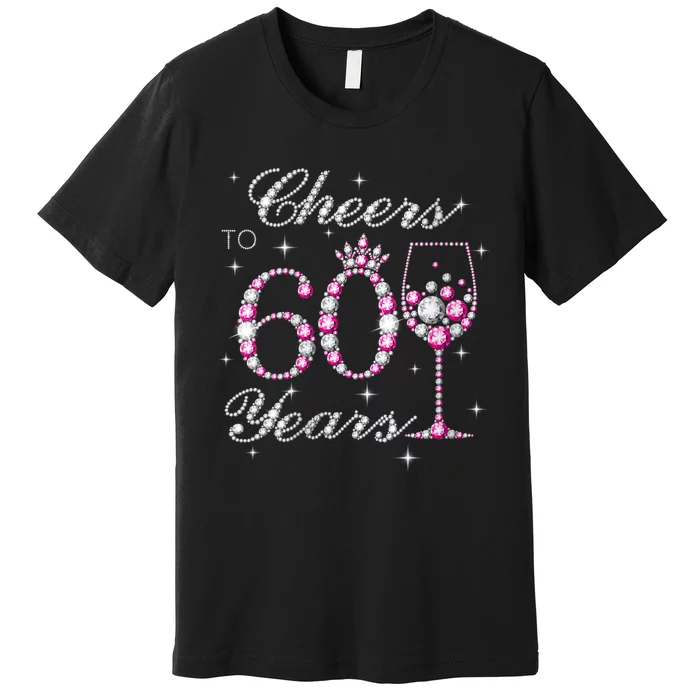 WoM.e.ns Cheers to 60 Years 60th Birthday Party 60 Years Old V-Neck Premium T-Shirt