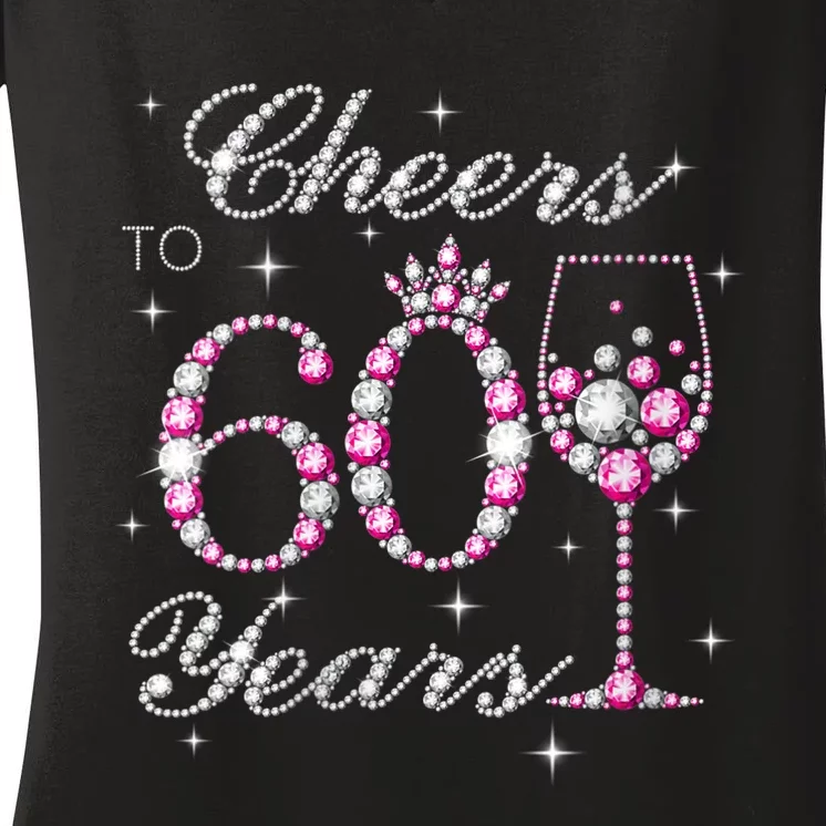 WoM.e.ns Cheers to 60 Years 60th Birthday Party 60 Years Old V-Neck Women's V-Neck T-Shirt