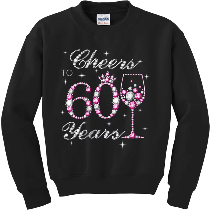 WoM.e.ns Cheers to 60 Years 60th Birthday Party 60 Years Old V-Neck Kids Sweatshirt