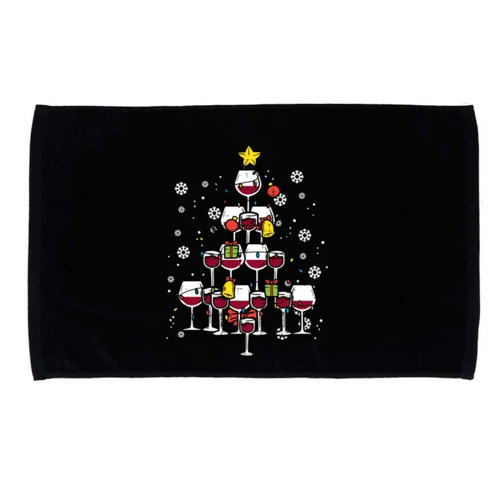 Wine Christmas Tree Xmas Pajamas Pjs Gift Microfiber Hand Towel