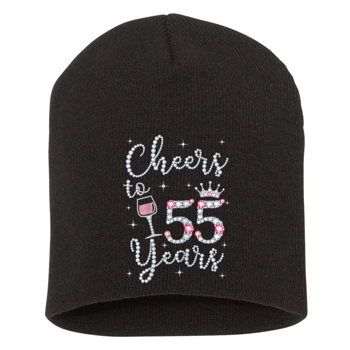 Womans Cheers To 55 Years 1964 55th Birthday Gift Short Acrylic Beanie