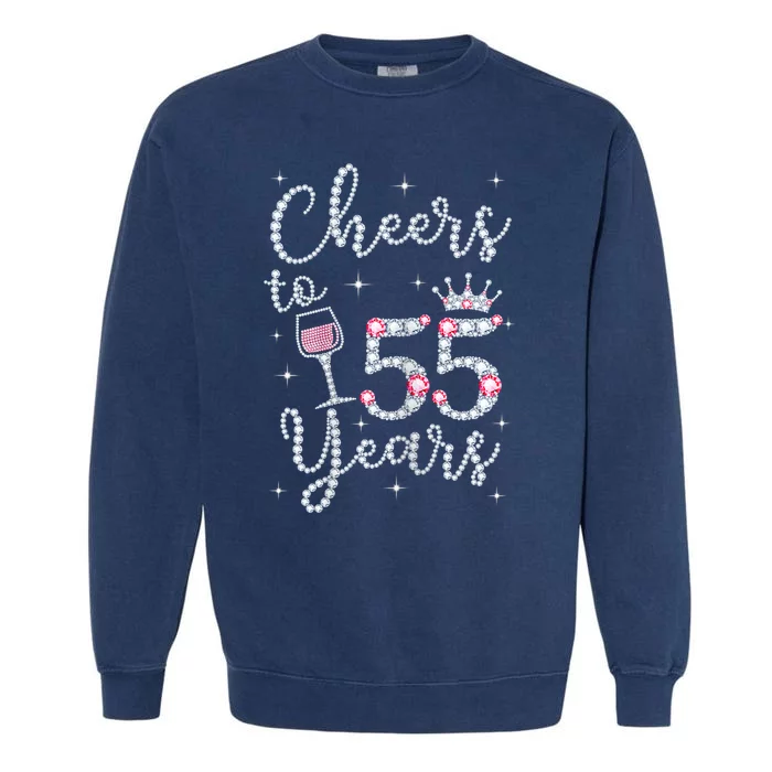 Womans Cheers To 55 Years 1964 55th Birthday Gift Garment-Dyed Sweatshirt