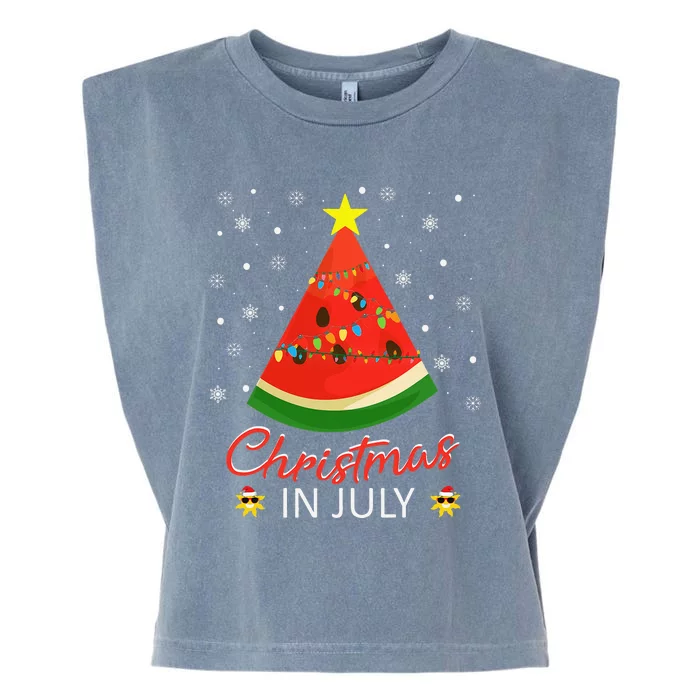 Watermelon Christmas Tree Christmas In July Summer Vacation Garment-Dyed Women's Muscle Tee