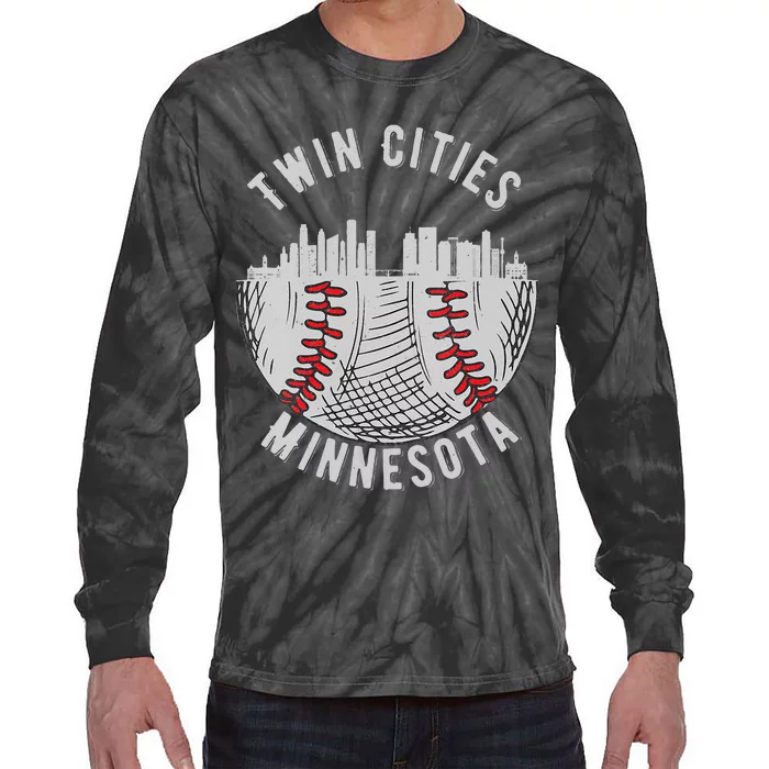 Womens Cool Twin Cities Minnesota MN Baseball Skyline St. Paul MPLS Tie-Dye Long Sleeve Shirt