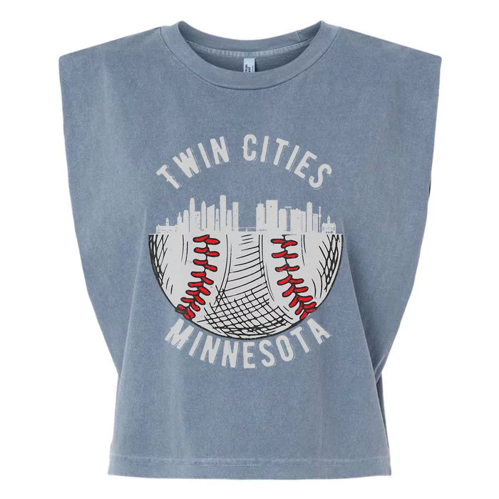 Womens Cool Twin Cities Minnesota MN Baseball Skyline St. Paul MPLS Garment-Dyed Women's Muscle Tee