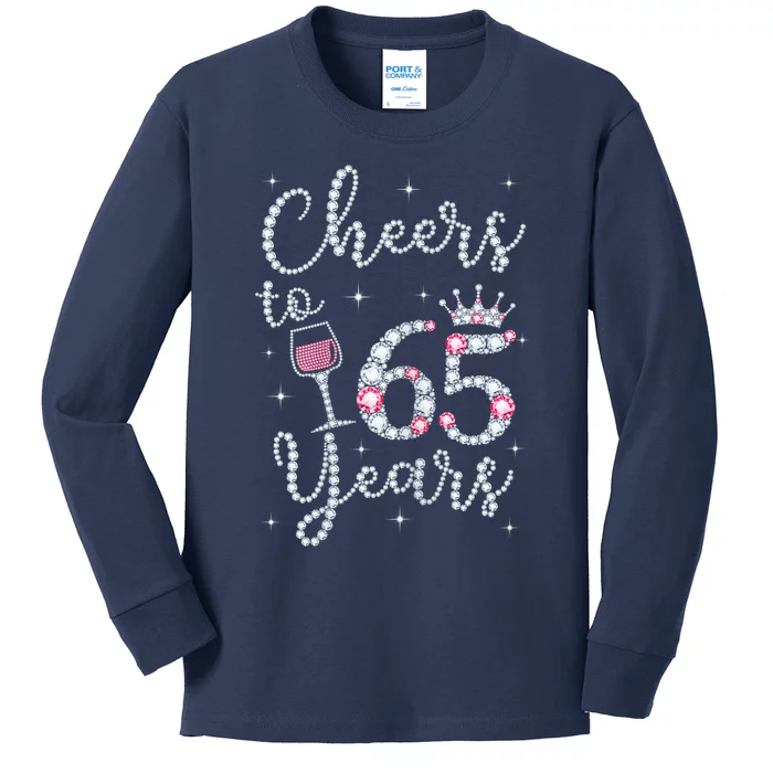 Wo Cheers to 65 Years 1954 65Th Birthday Present Gift Tee For Wo Kids Long Sleeve Shirt