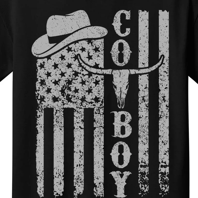 Western Country Teen Rodeo Southern Retro Cowboy Kids T-Shirt