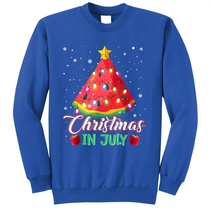 Watermelon Christmas Tree Christmas In July Summer Vacation Tall Sweatshirt