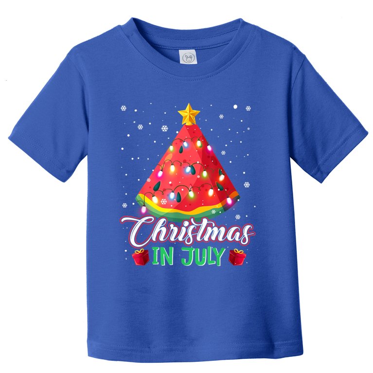 Watermelon Christmas Tree Christmas In July Summer Vacation Toddler T-Shirt