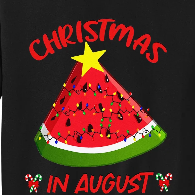 Watermelon Christmas Tree Christmas In August Summer Tall Sweatshirt