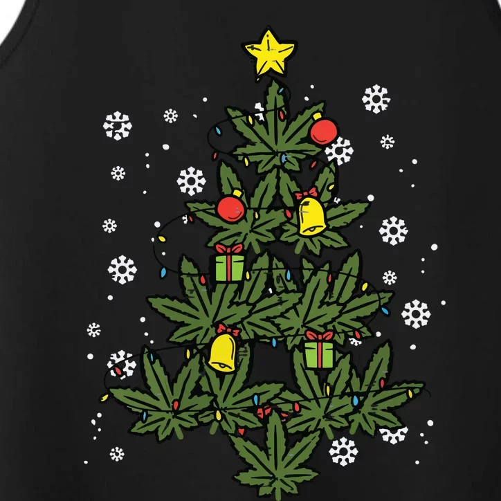 Weed Christmas Tree Xmas Pj 420 Cannabis Marijuana Pot Performance Tank