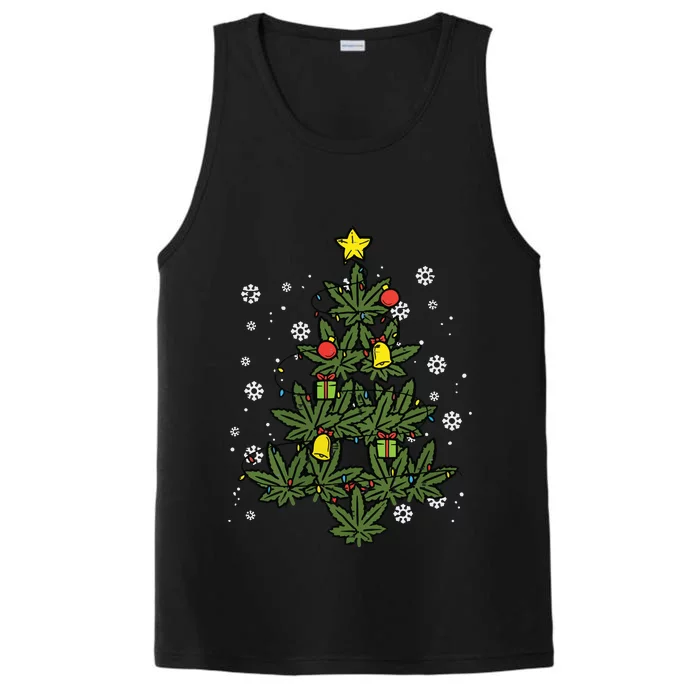 Weed Christmas Tree Xmas Pj 420 Cannabis Marijuana Pot Performance Tank