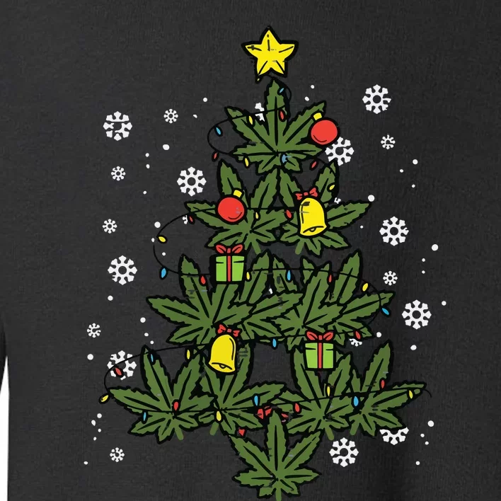 Weed Christmas Tree Xmas Pj 420 Cannabis Marijuana Pot Toddler Sweatshirt