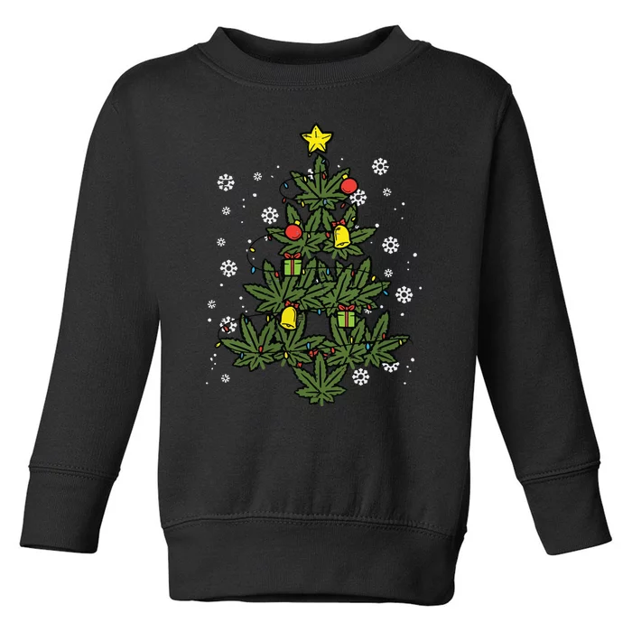 Weed Christmas Tree Xmas Pj 420 Cannabis Marijuana Pot Toddler Sweatshirt