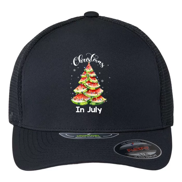 Waterlemon Christmas Tree Christmas In July Summer Vacation Flexfit Unipanel Trucker Cap