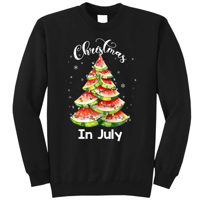 Waterlemon Christmas Tree Christmas In July Summer Vacation Tall Sweatshirt