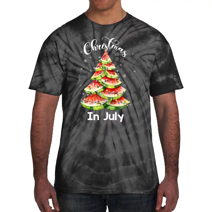 Waterlemon Christmas Tree Christmas In July Summer Vacation Tie-Dye T-Shirt