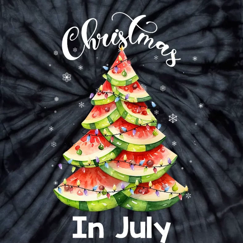 Waterlemon Christmas Tree Christmas In July Summer Vacation Tie-Dye T-Shirt