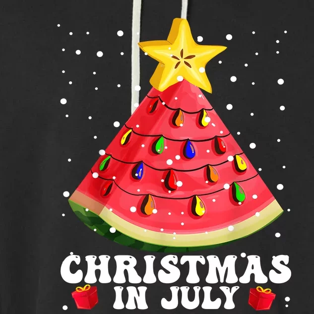 Watermelon Christmas Tree Christmas In July Summer Vacation Garment-Dyed Fleece Hoodie