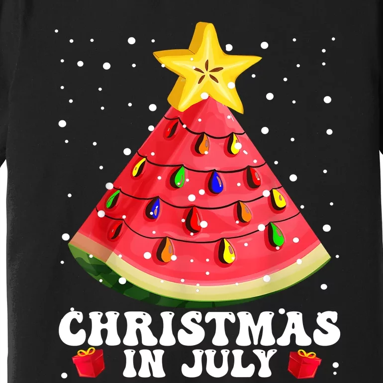 Watermelon Christmas Tree Christmas In July Summer Vacation Premium T-Shirt