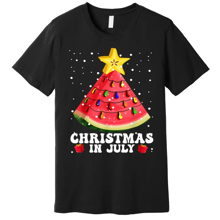 Watermelon Christmas Tree Christmas In July Summer Vacation Premium T-Shirt