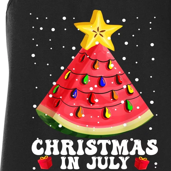 Watermelon Christmas Tree Christmas In July Summer Vacation Women's Racerback Tank