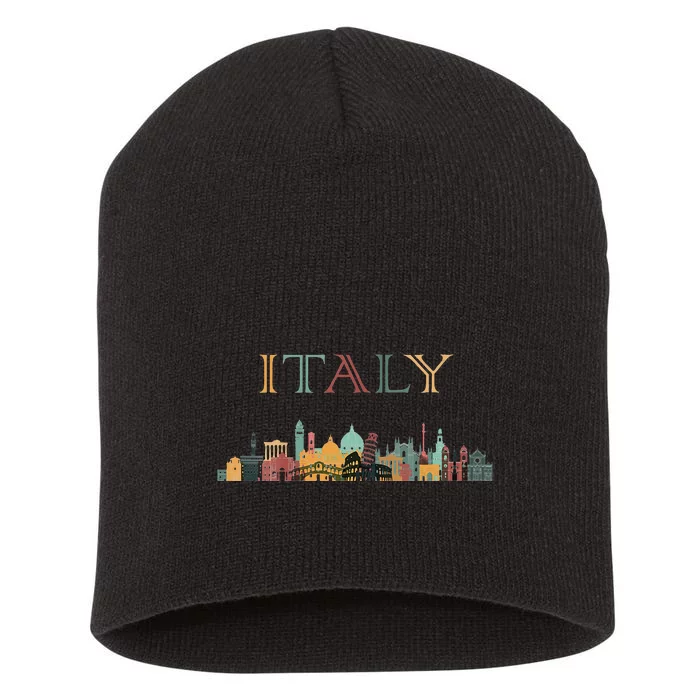 Womens Colorful Travel Around Italy Family European Vacation Short Acrylic Beanie