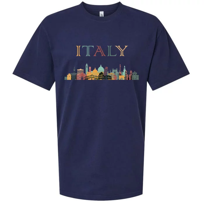 Womens Colorful Travel Around Italy Family European Vacation Sueded Cloud Jersey T-Shirt